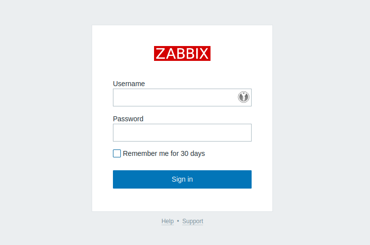 Zabbix Login Portal Page